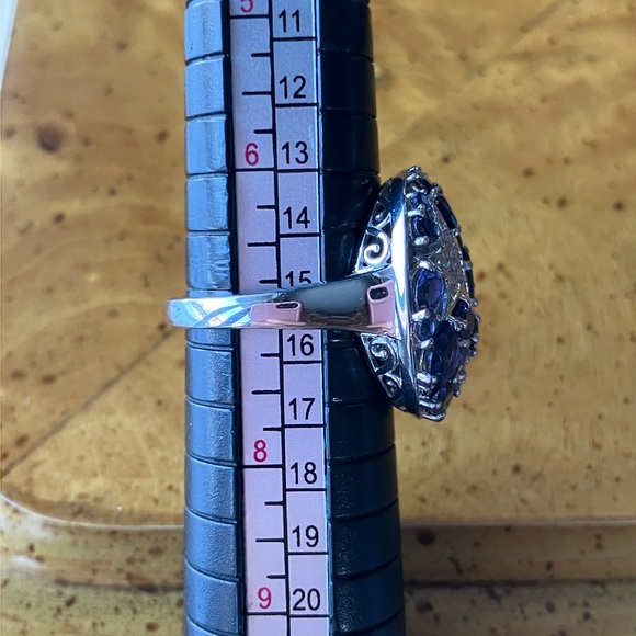 Natural Iolite Sterling Silver Cocktail Ring Size 7 - Picture 9 of 9